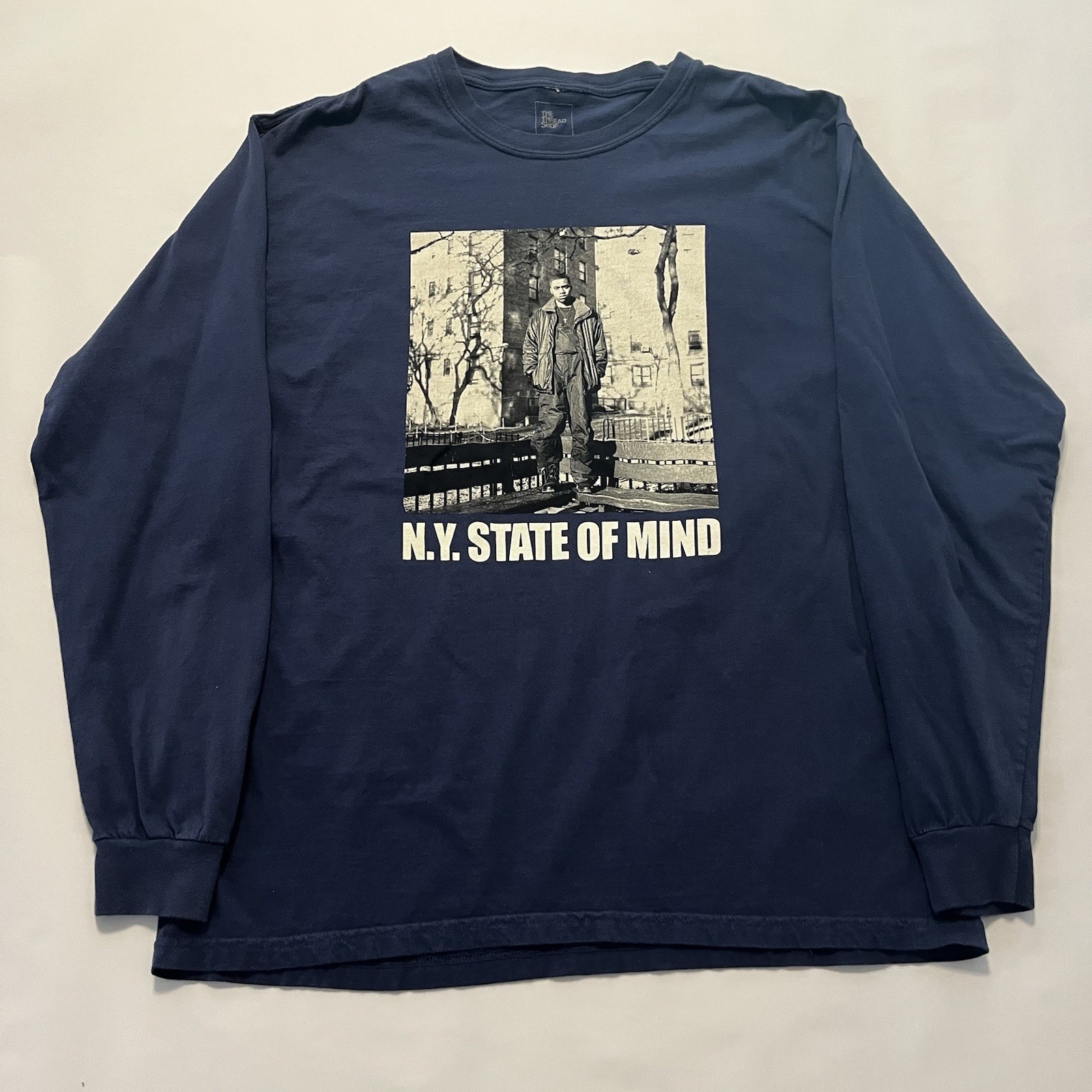 The Thread Shop Blue Long Sleeve Nas N.Y. State of Mind Tee L Made in USA gallery