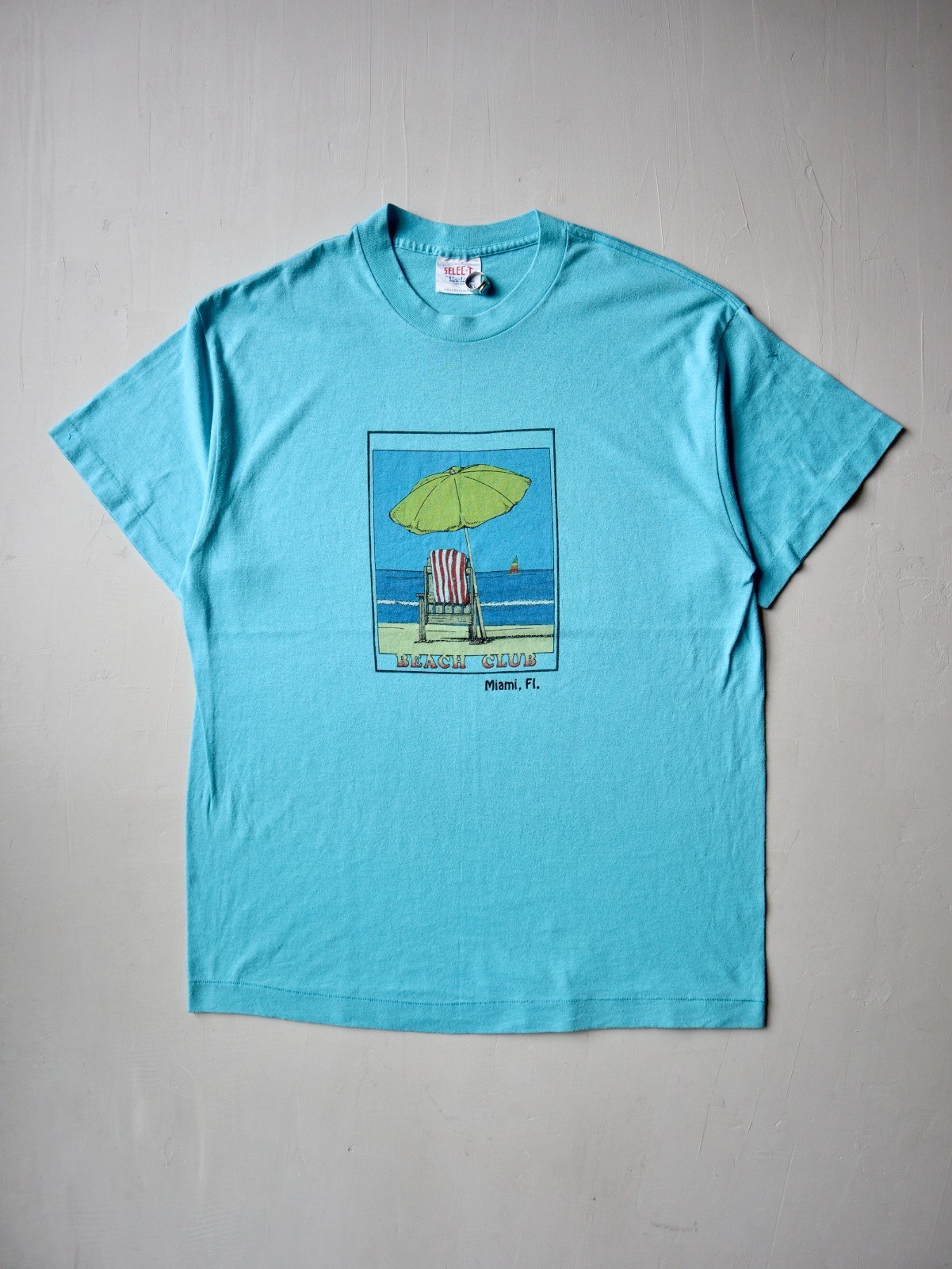 Vintage 90s Beach Club Miami Florida T-Shirt Size M Single Stitch Made in USA