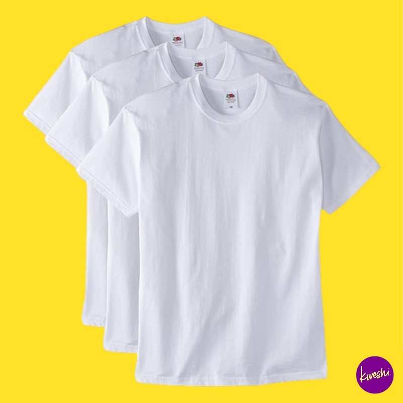 FRUIT OF THE LOOM Men’s Super Premium T-Shirts Pack of 3, Cotton, White, UK M