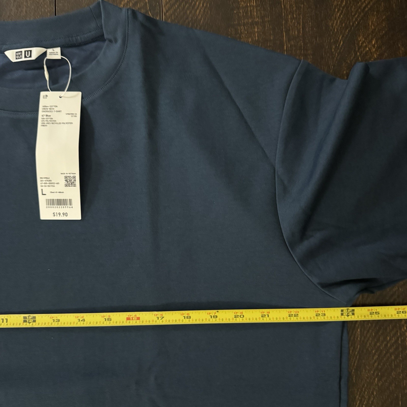 Uniqlo U AIRism Cotton Crew Neck Oversized T-Shirt 67 Blue Size L gallery