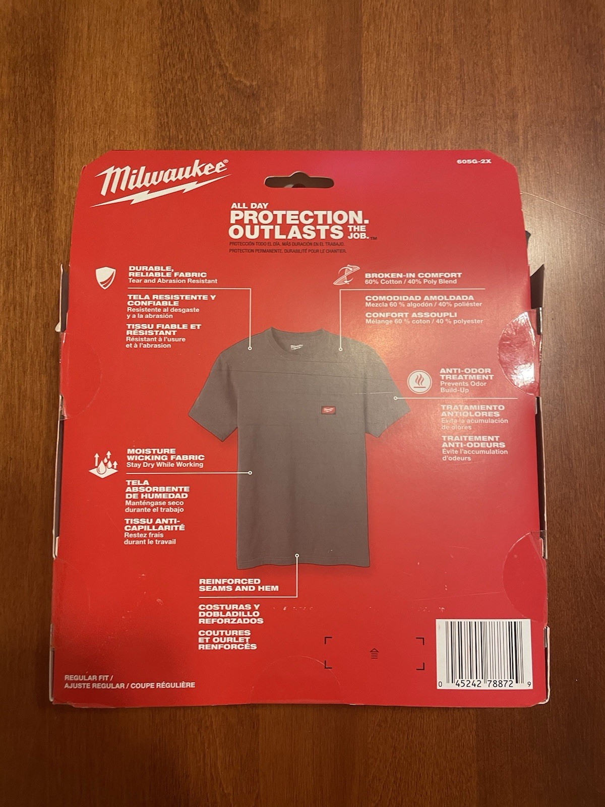 Milwaukee 605G-2X Gridiron Short Sleeve Pocket T-Shirt, Gray, 2X, Free Shipping! gallery