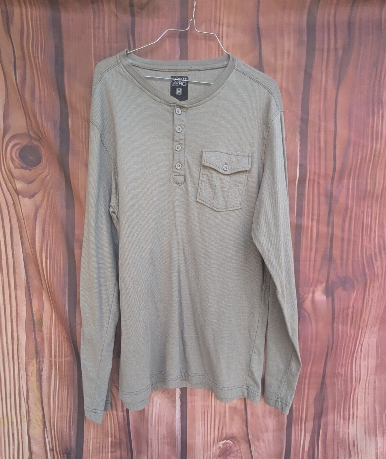 Men’s Gray Henley Cotton Blend Waffle Knit Thermal Layer pieces Medium