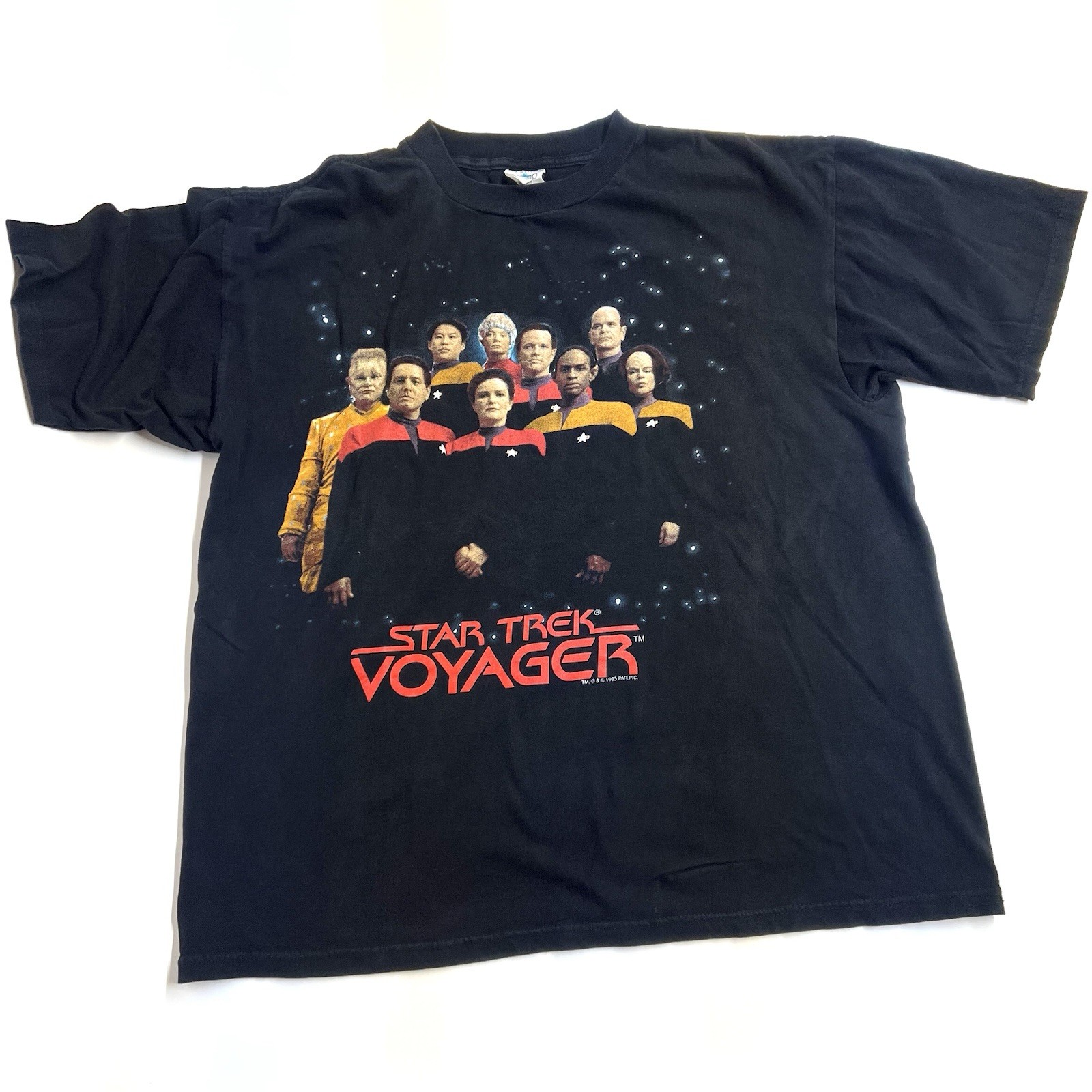VTG 90s Tour Champ Star Trek Voyager Graphic Black T-Shirt Men’s XL gallery