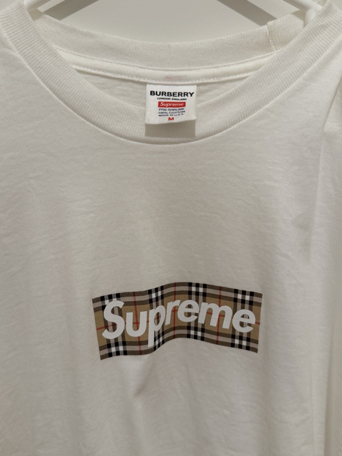 Supreme x Burberry Box Logo Tee (White). Size M. 100% Authentic. Fast Shipping. gallery