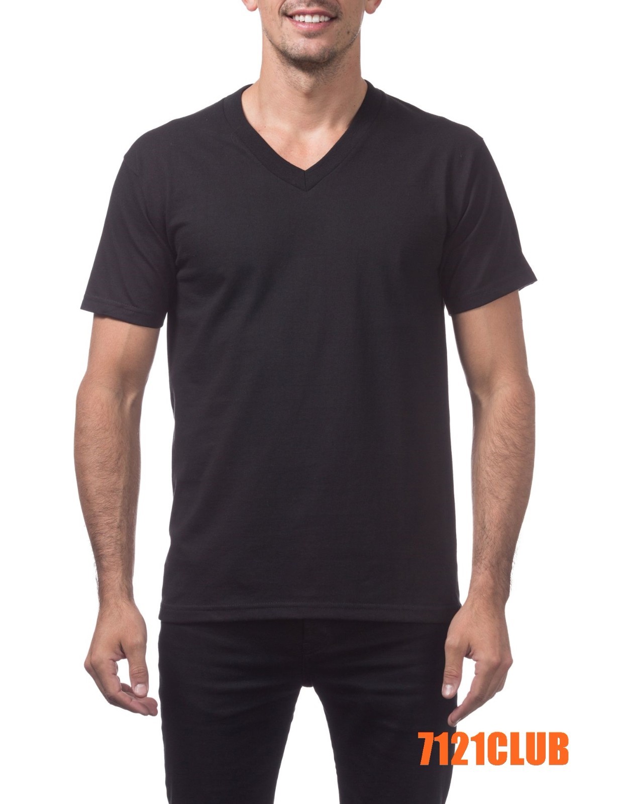 PRO CLUB MENS HEAVYWEIGHT V NECK T SHIRT PROCLUB SHORT SLEEVE BLACK BIG AND TALL gallery