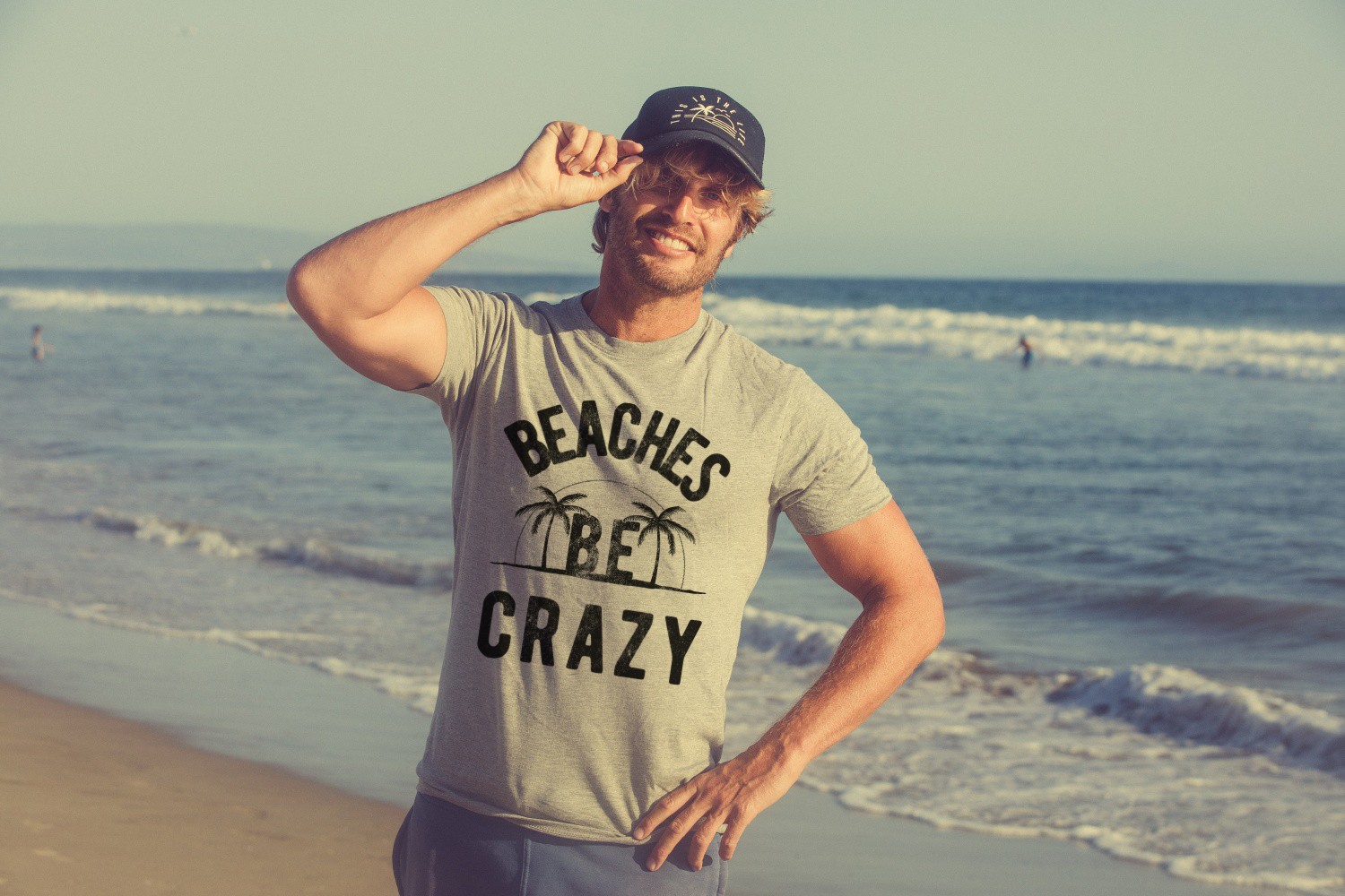 Mens Beaches Be Crazy T Shirt Funny Outdoor Summer Vacation Tee gallery