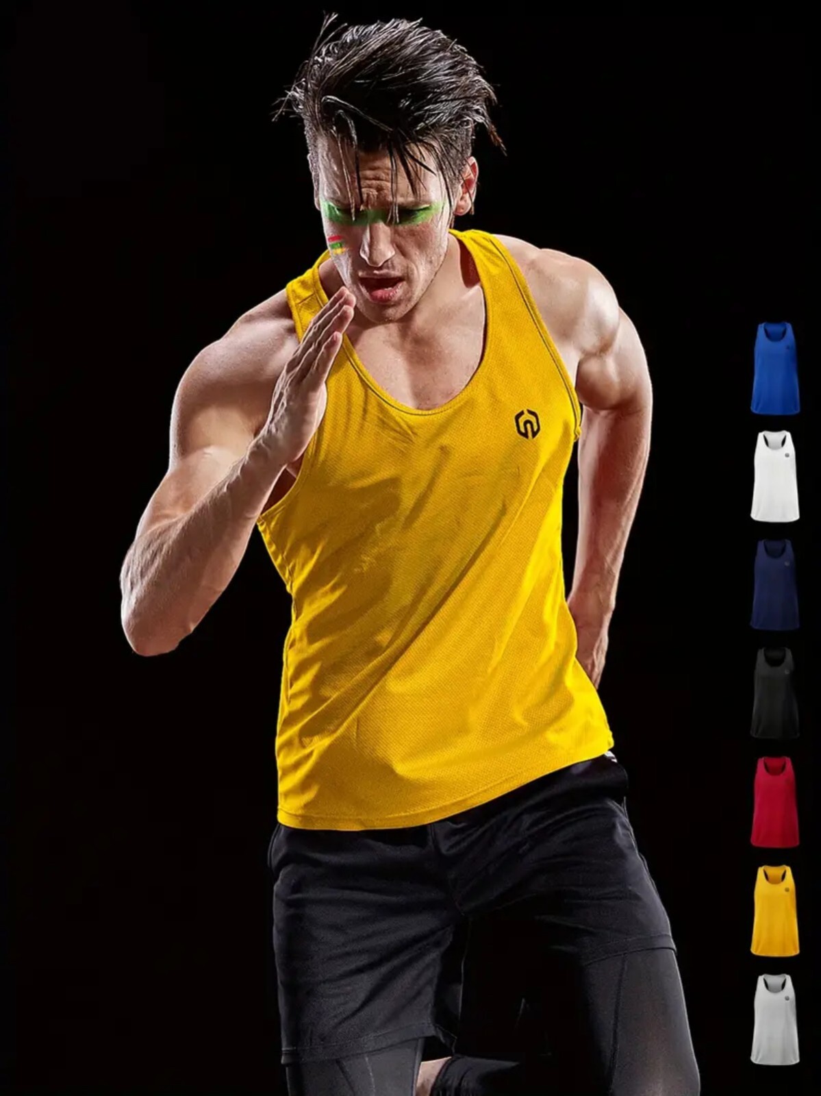 NELEUS 'Dry Fit Logo Muscle' Mesh Tank Top Men's S Gym Workout Exercise Ylw NWT! gallery