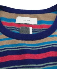 FACETASM Striped cut and sew/short sleeve knit Size: 5 Men Navy