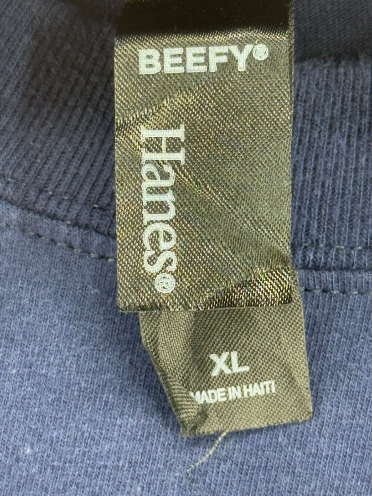 Hanes Men's Beefy Fit Plain Tee T Shirt Deep Navy Blue Size Extra Large XL gallery