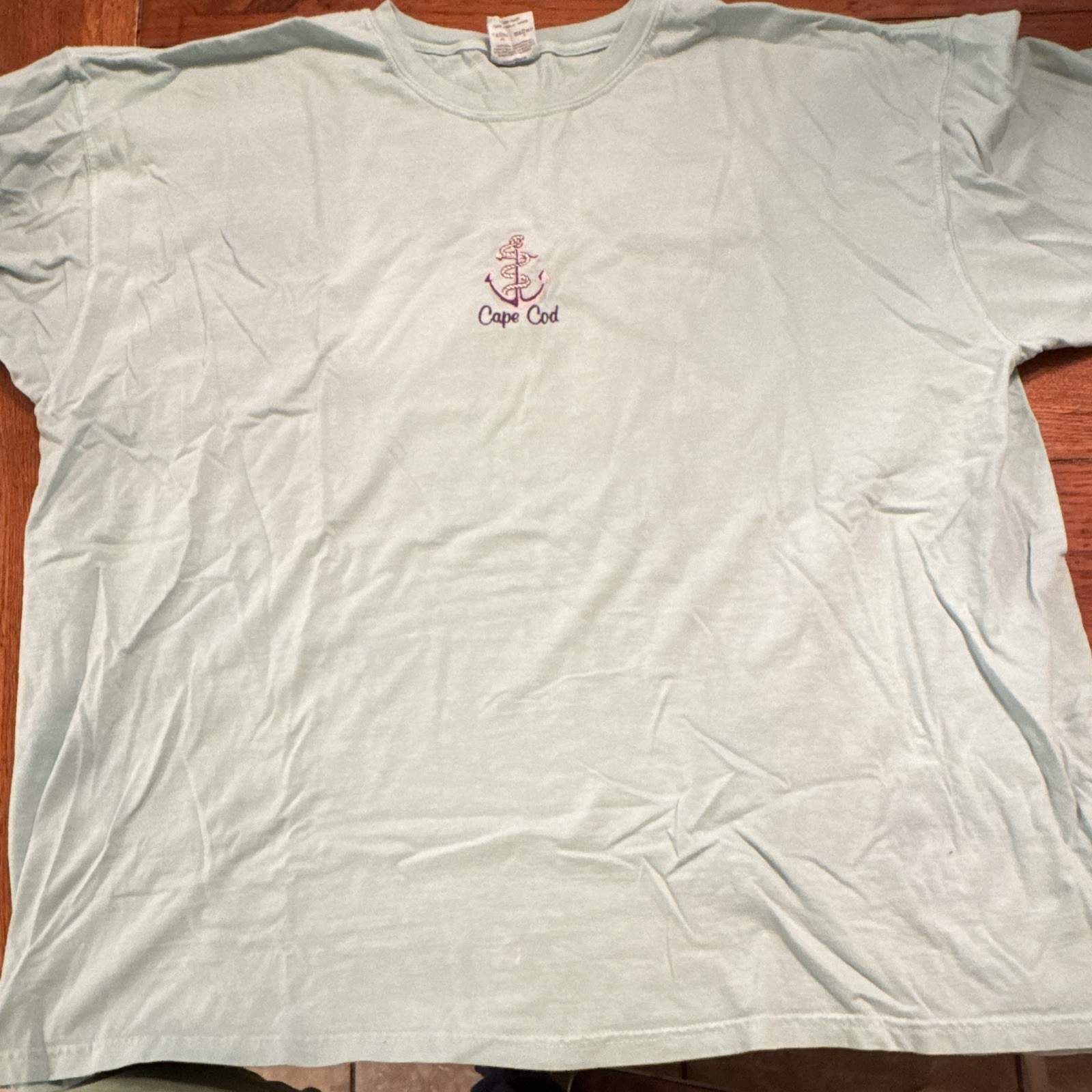 Comfort Colors Men's 3XL Big & Tall Blue Cape Cod Anchor Embroidered T-Shirt gallery