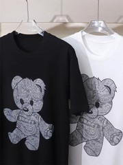 New Men Luxury Diamond Bear Rhinestones Fashion T-Shirt High Quality