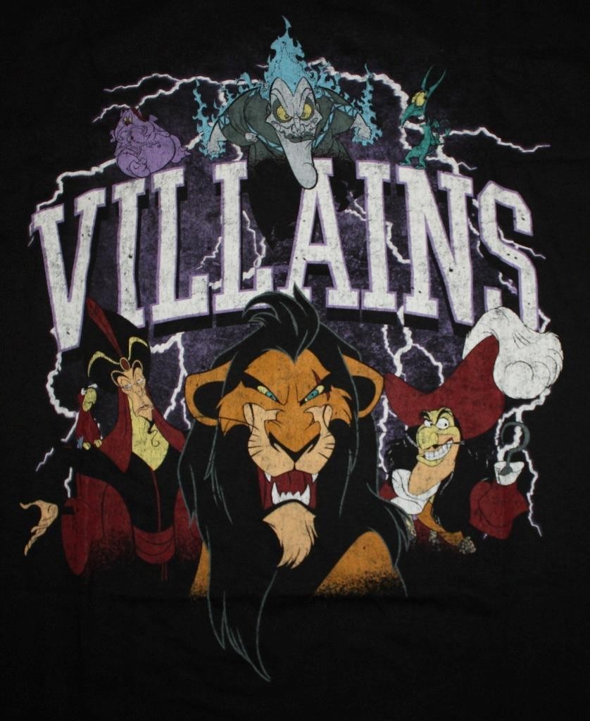 Mens WALT DISNEY VILLAINS Graphic Tee URSULA JAFAR SCAR Black T-Shirt LARGE *T2 gallery