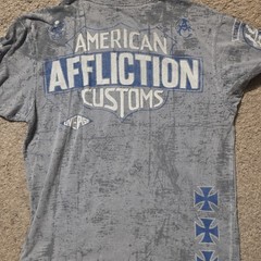 Affliction American Customs Men’s XL Gray Crew Neck Short Sleeve Skull Tee