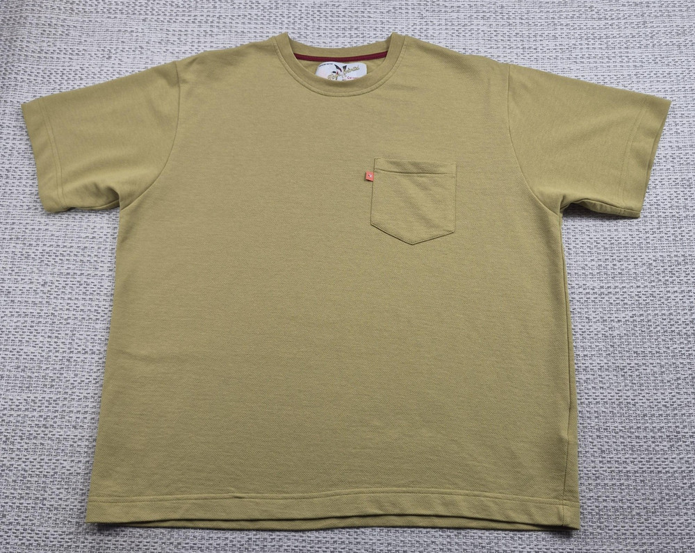 Togs Unlimited Chevignon Shirt Mens Large Green Recycled Pocket Tee Herringbone