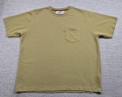 Togs Unlimited Chevignon Shirt Mens Large Green Recycled Pocket Tee Herringbone