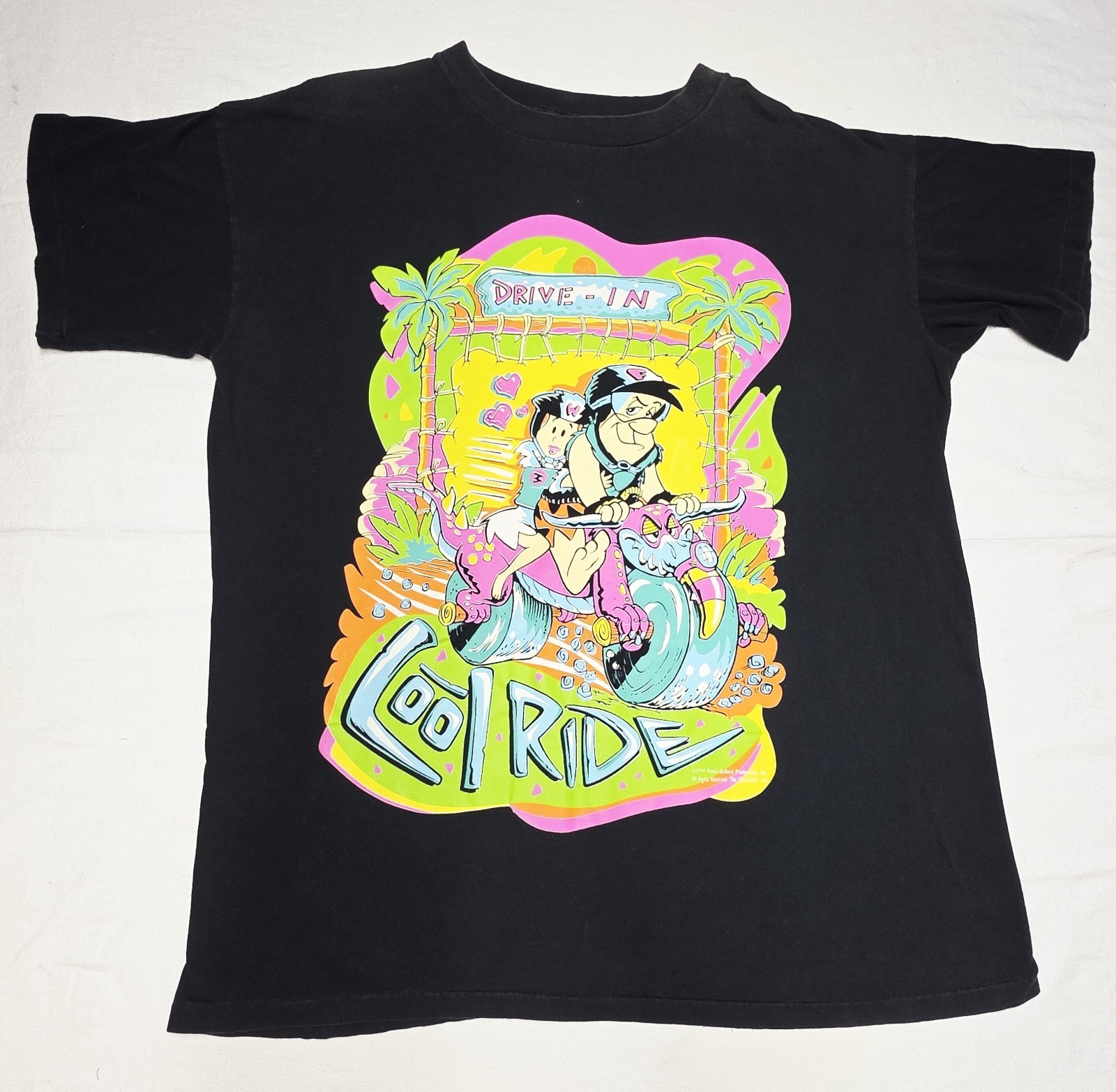 Vintage 1994 Flintstones T Shirt Drive-In Cool Ride OS – See Measurements (XXL)