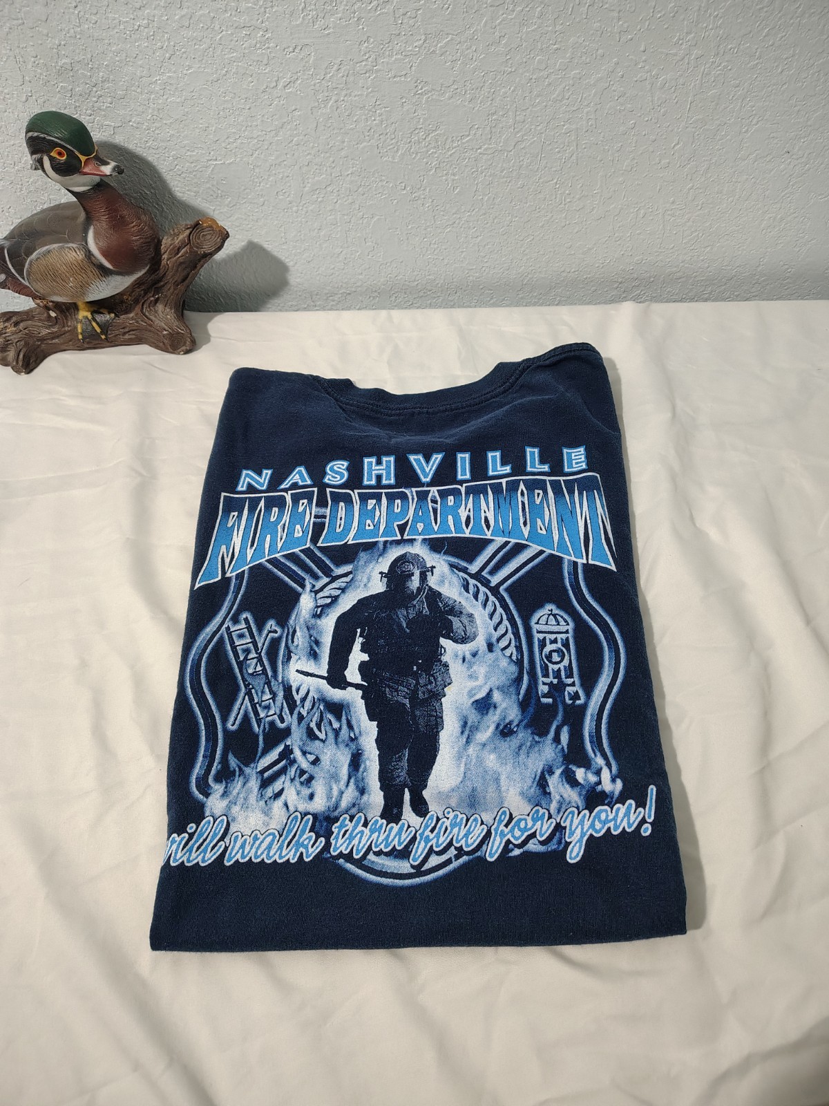 y2k Nashville TN Fire Rescue Blue Graphic T-Shirt Large free shipping B120 gallery