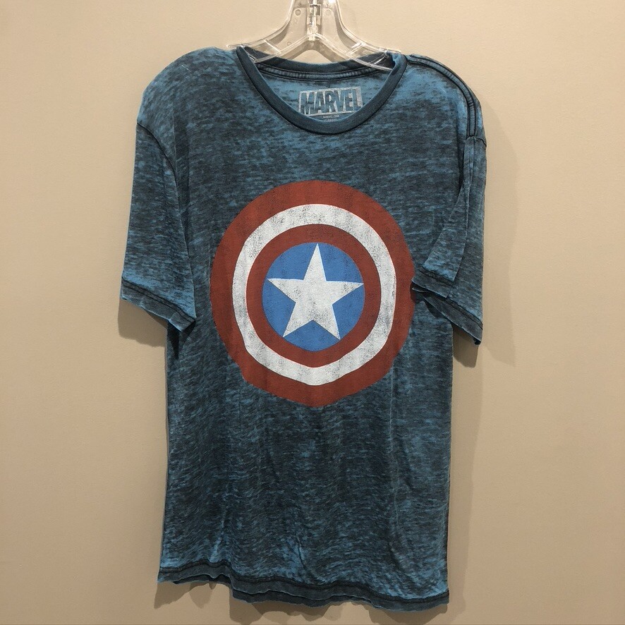 MARVEL Teal Black Ash Capt. America T-Shirt Sz Med (E1569) gallery