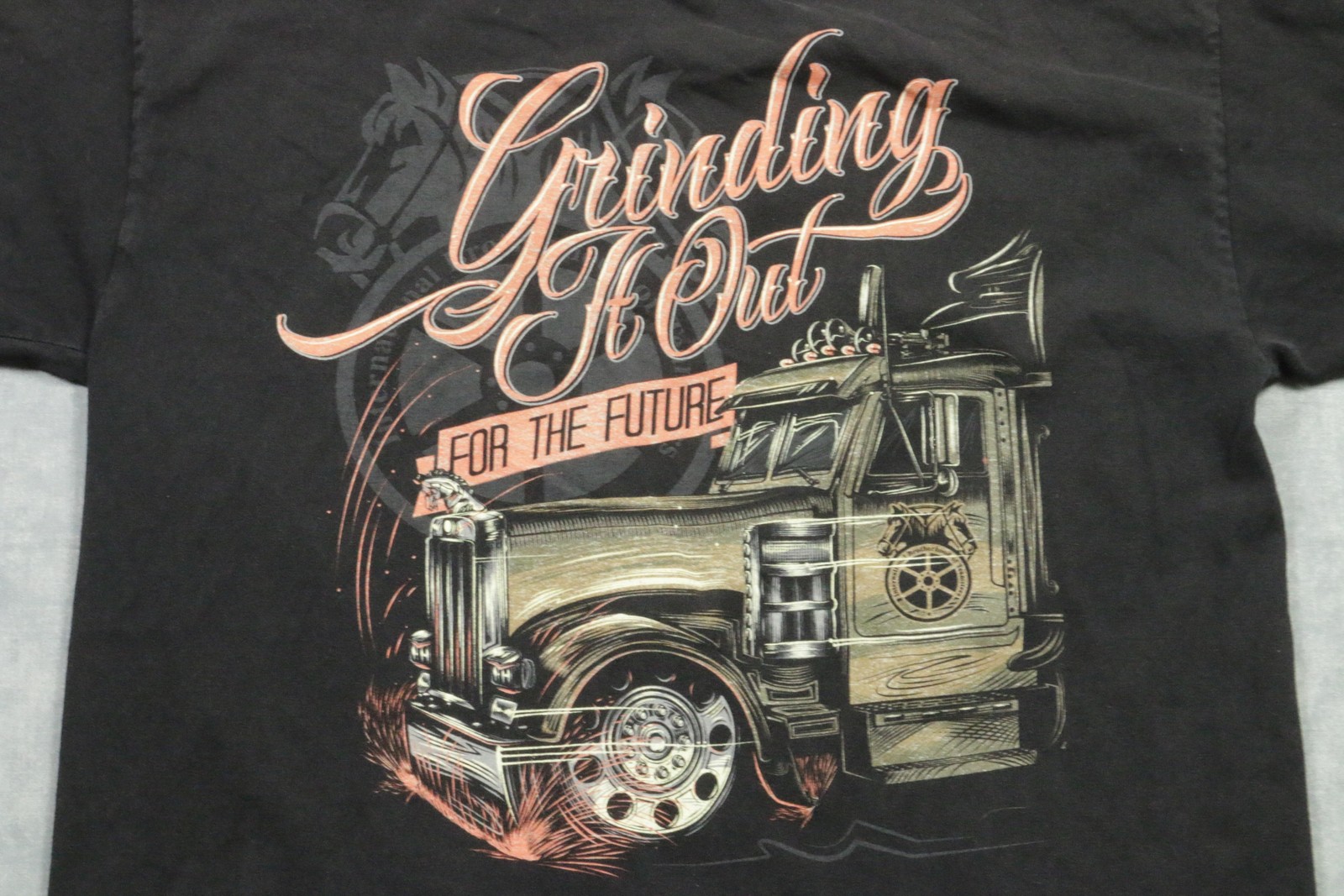 Bayside Hollywood Teamsters Shirt Mens Large Black Grinding Trucker Graphic Tee gallery