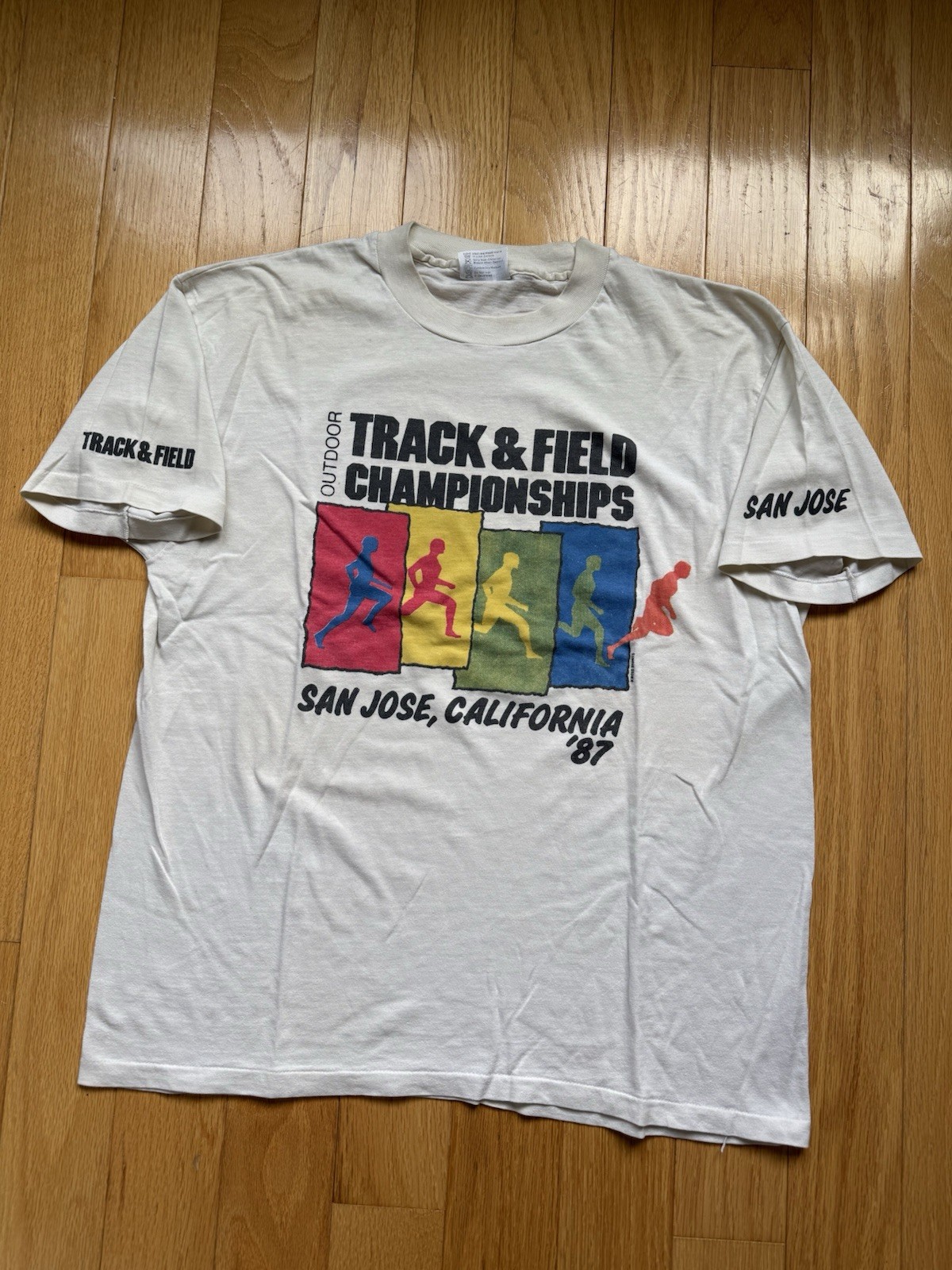 Vintage 1987 Nike San Jose Track And Field Outdoor Championships Tshirt G2U