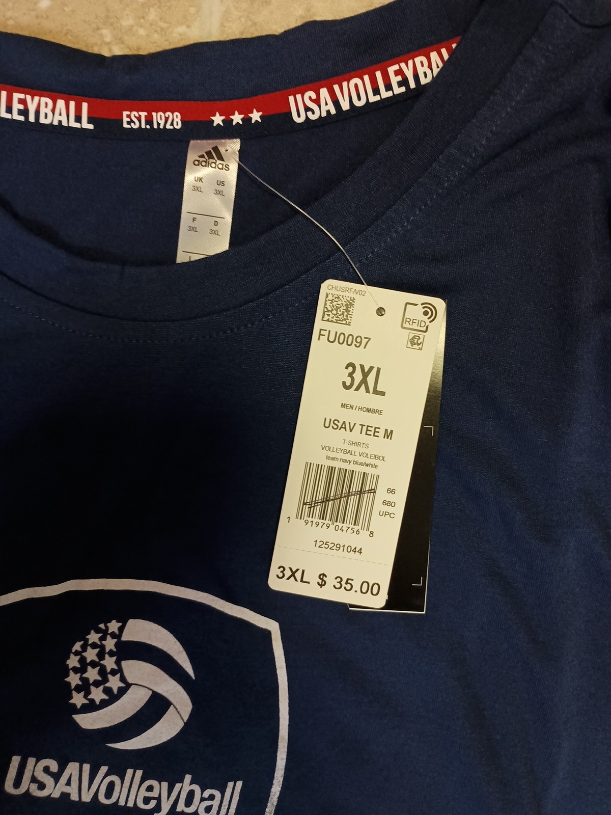 Mens New Adidas Team USA Olympics Volleyball Jersey Shirt 3XL NWT gallery