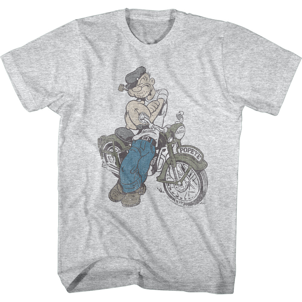 Popeye The Sailorman Vintage Motorcycle Men’s T Shirt Biker Gang Cartoon Comic