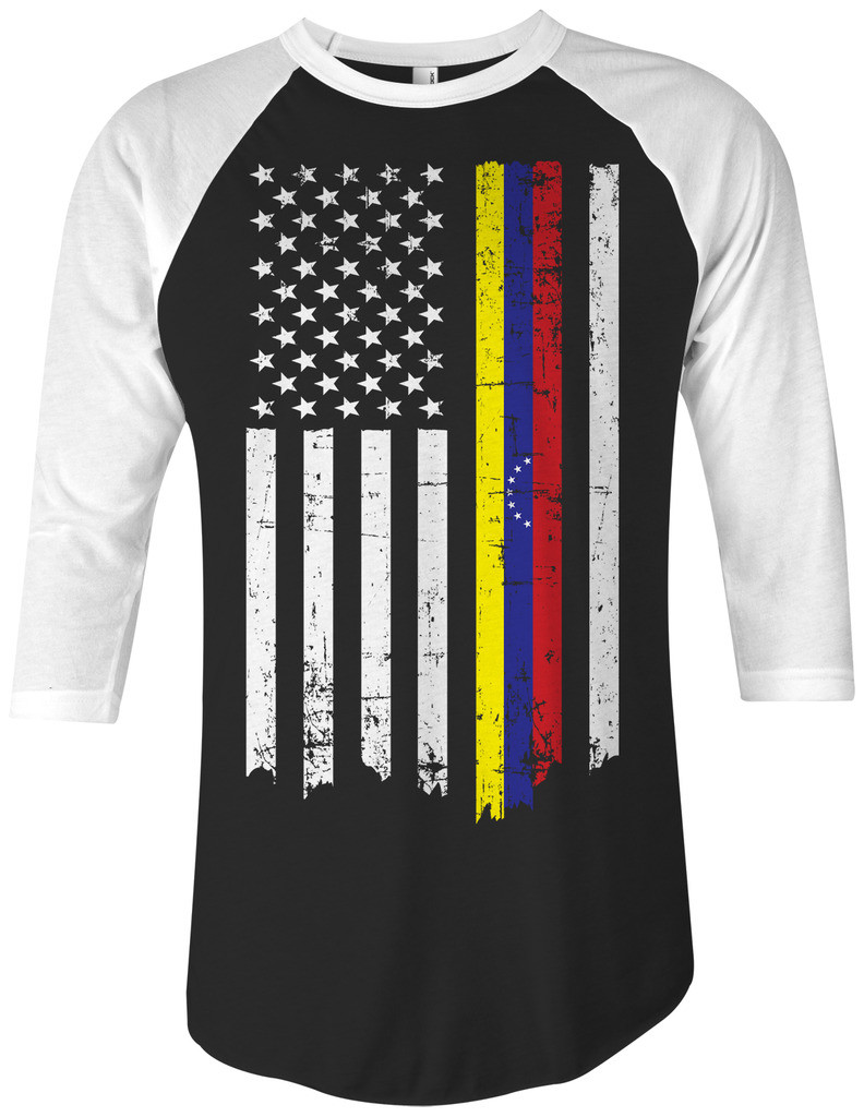 Venezuela American Flag Unisex Raglan T-Shirt Bolivarian US Pride gallery