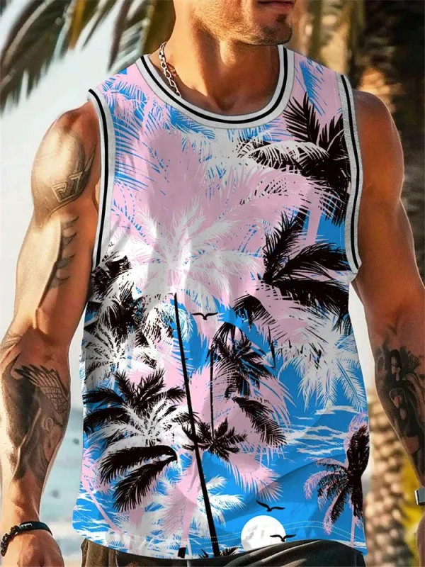 Summer Tank Top Men's Hawaii Beach Casual Clothing Quick Drying Silk Fit. gallery