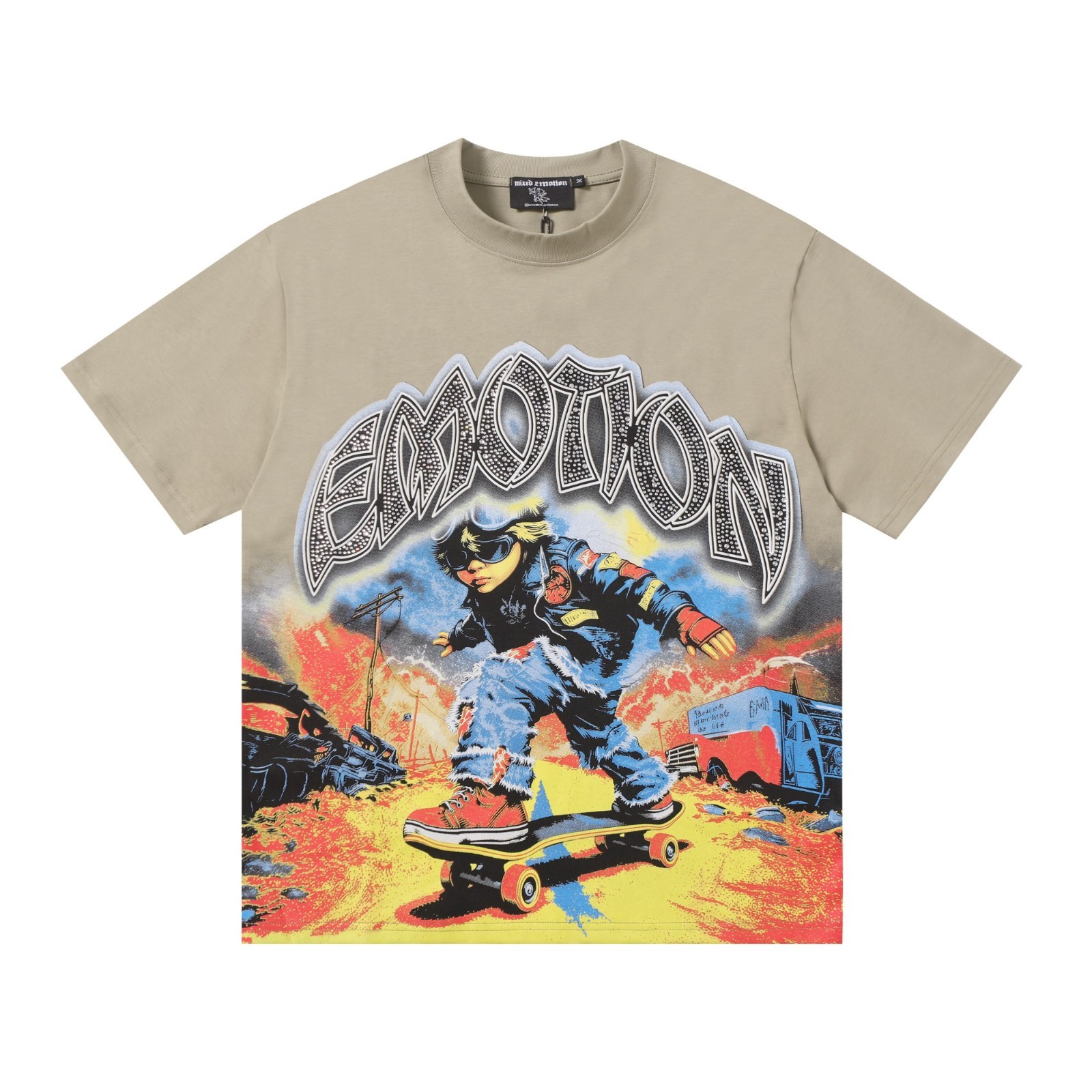 Mixed Emotio Graphic Tee Shirt Beige Short Sleeve S-M-L-XL gallery