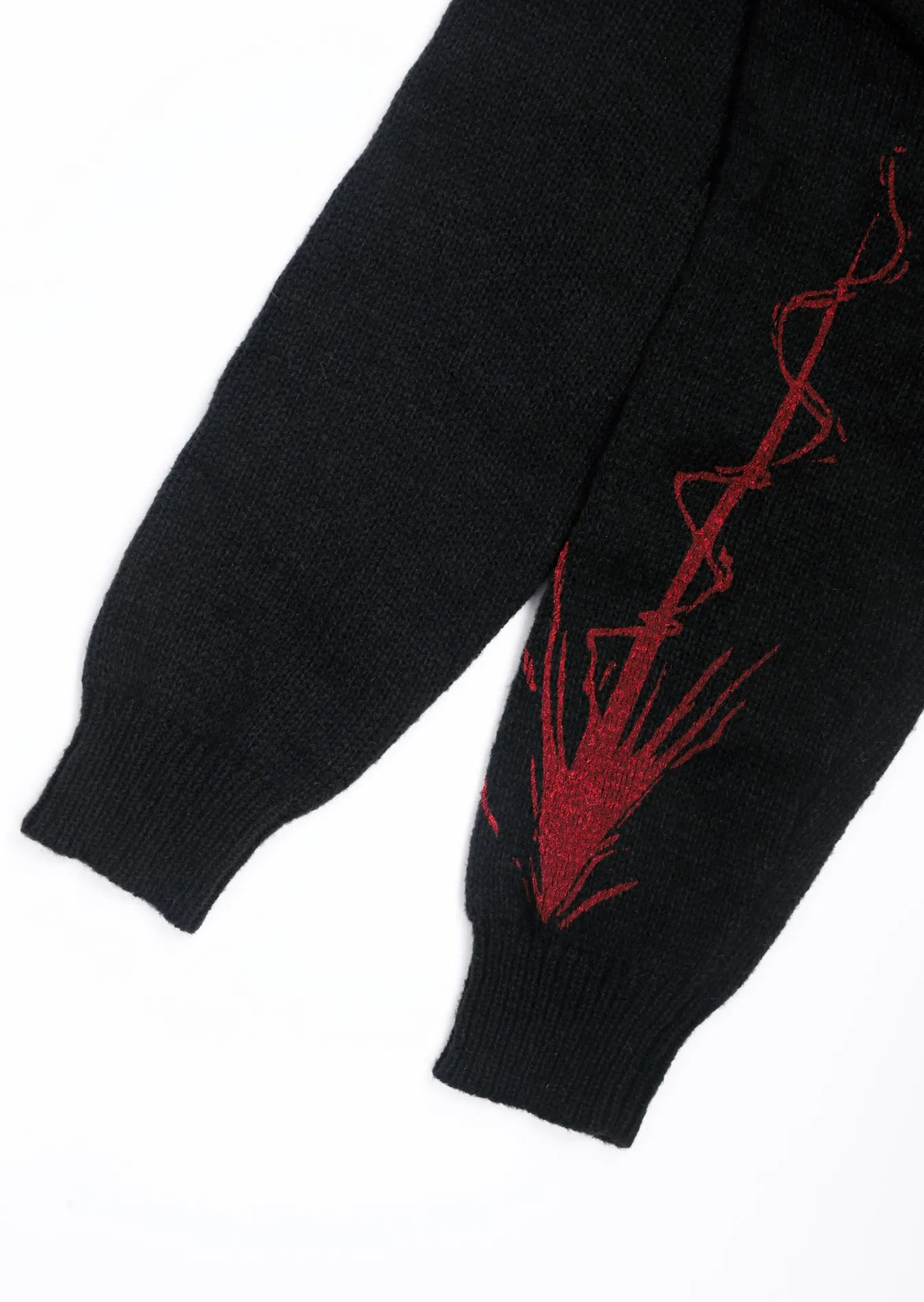 Men's Bla Red Graphic Knit Sweater Crew Ne Oversized Casual Long Sleeve Pull gallery