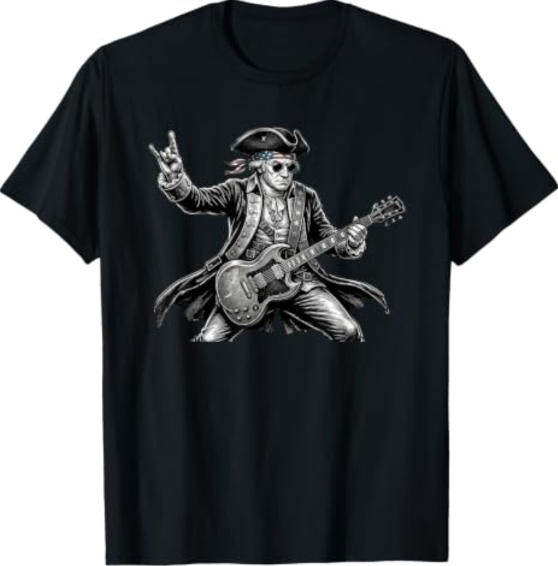 Revolutionary George Washington Electric Guitar Rock Legend T-Shirt