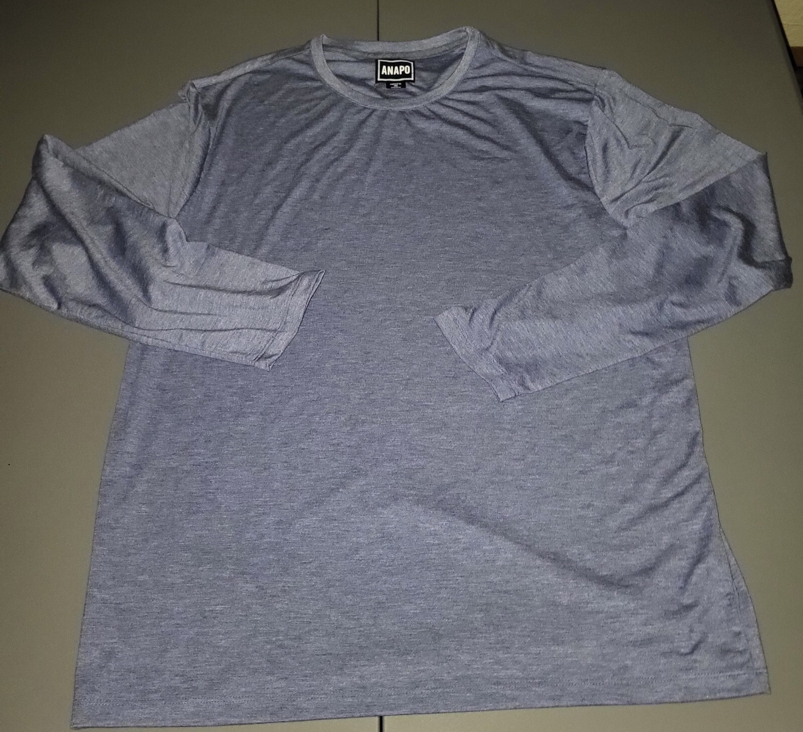 Anapo Long Sleeve Heathered Blue Crewneck Men Tee Size Large gallery