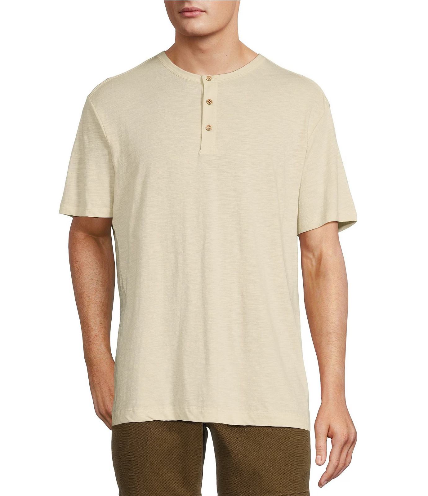 ROUNDTREE & YORKE Stone Tan Pullover Henley T-Shirt NEW Small