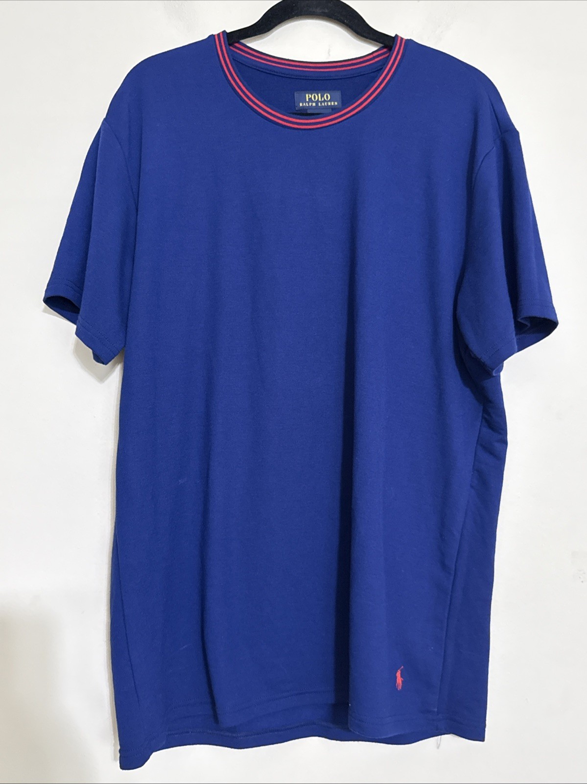 POLO RALPH LAUREN men t shirt large BLUE CASUAL BEACH OFFICE PULL ON CREW NECK gallery