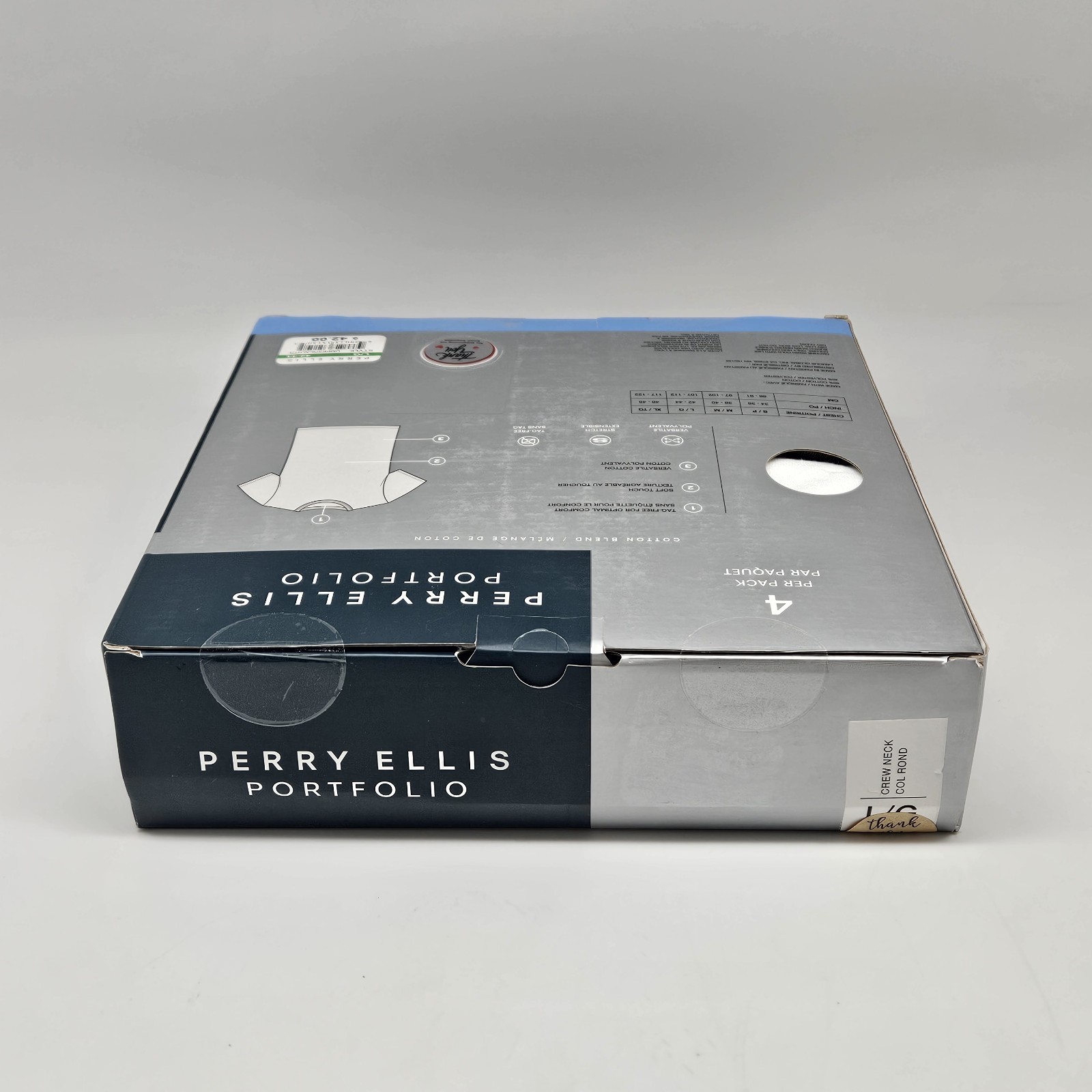 PERRY ELLIS 4 Pack Men's L XL Crew Neck Stretch Cotton T Shirt Black Gray White gallery