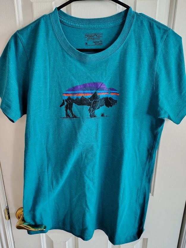 MEN'S PATAGONIA MEDIUM TURQUOISE T-SHIR IN EXCELLENT CONDITION gallery