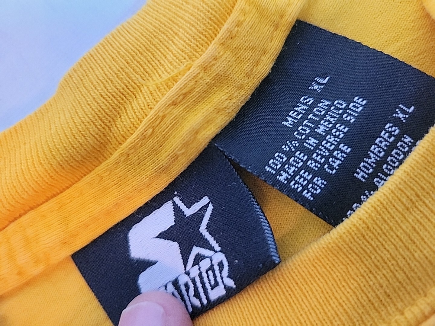 Vintage Starter T Shirt Men XLarge Yellow Graphic Logo Casual 00s Y2K Damage gallery