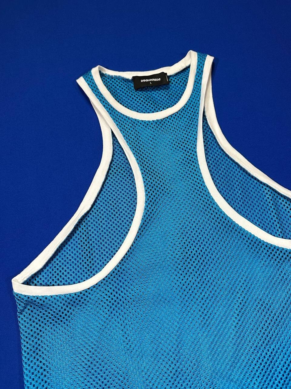 DSQUARED2 men’s summer blue back&front racer mesh muscle tank top SZ L gallery