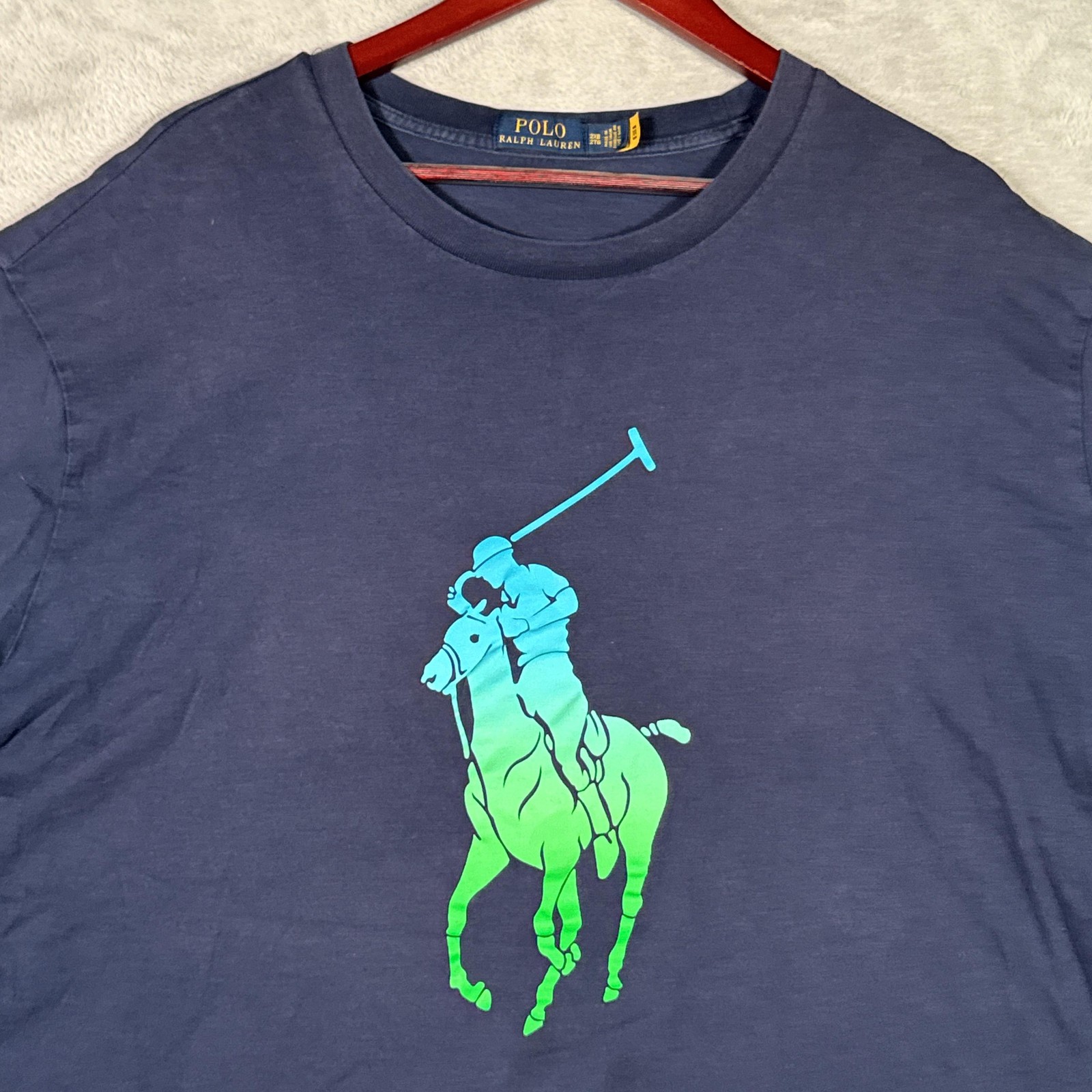 Polo Ralph Lauren Shirt Mens 2XB 2XL Big Blue Neon Big Pony Graphic Logo Tee gallery