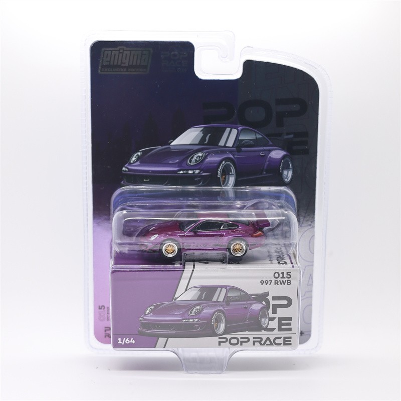 Enigma Pop Race RWB997 GT Wing Blister Card Purple 1:64 Diecast Car Gift Display