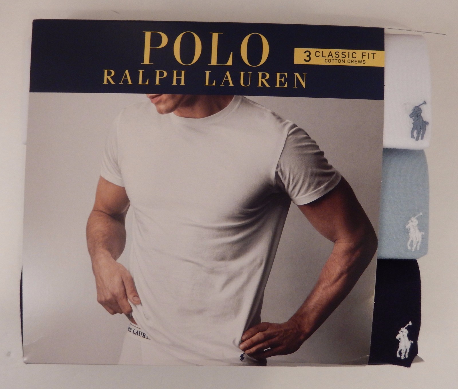 3 POLO RALPH LAUREN S M L XL 2XL COTTON BLACK WHITE GRAY BLUE CREW NECK T SHIRTS gallery
