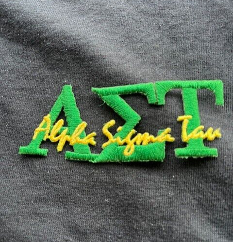 Alpha Sigma Tau Black T Shirt w/Embroidered Letters sz 3XL gallery