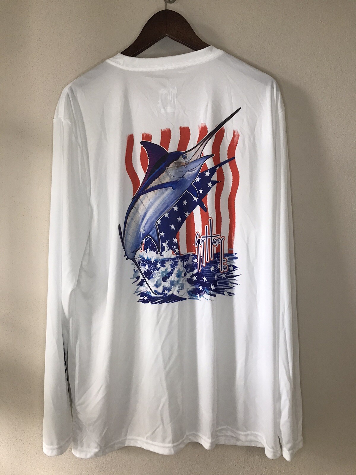 Guy Harvey Performance Long Sleeve Fishing Shirt Marlin USA UPF 30 Mens Size XL