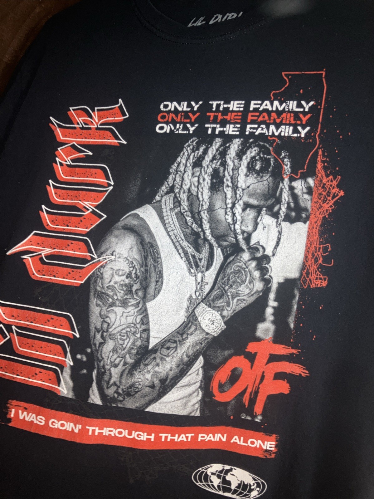 Lil Durk Tee T Shirt Mens XL Black Graphic Print OTF Rap Hip Hop Rapper Family