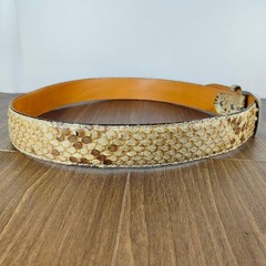 【intage Python】Luxury Python Leather Dress Belt, Made in Italy