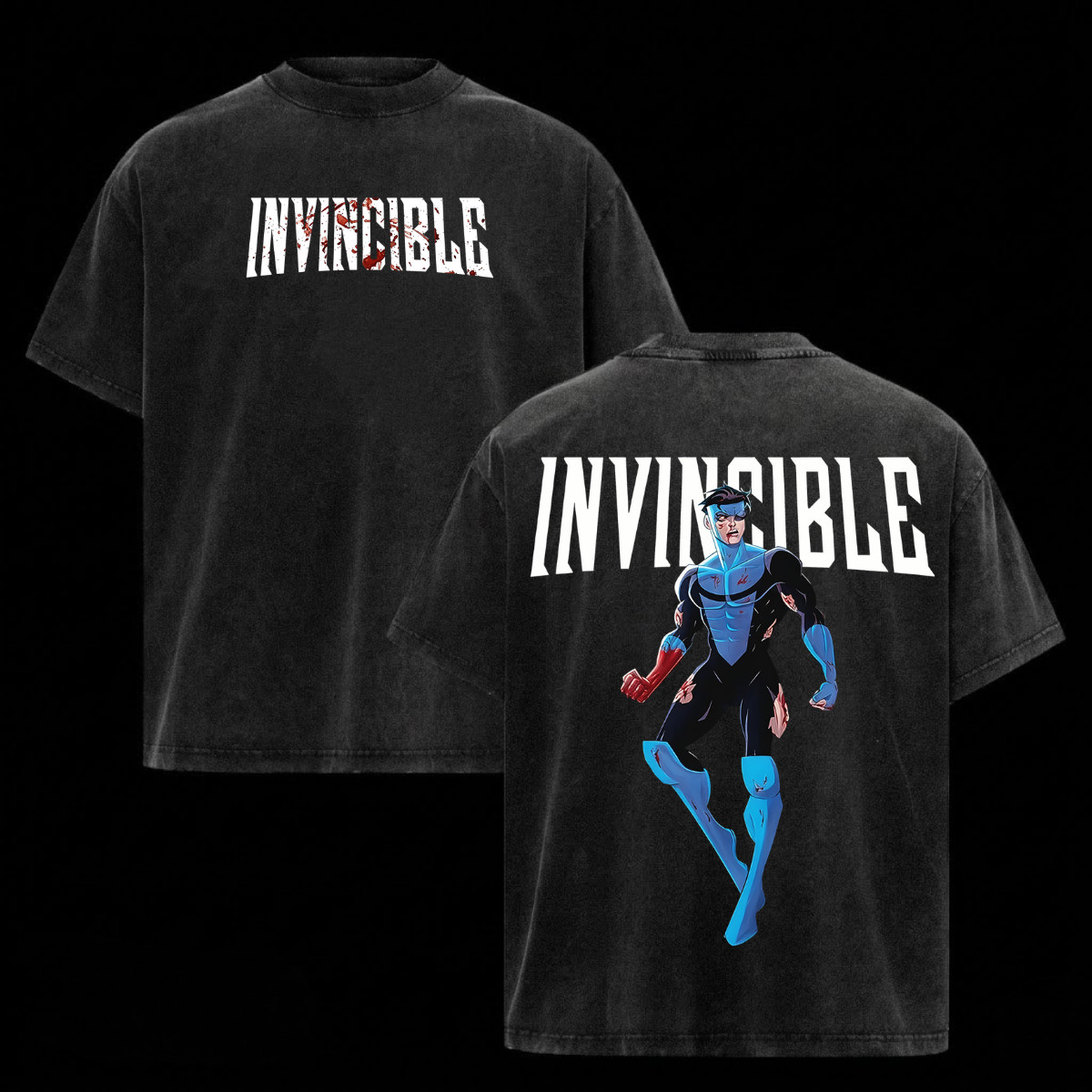 Invincible T-Shirt Acid Washed Tee Mark Grayson Image Comics Graphic Top