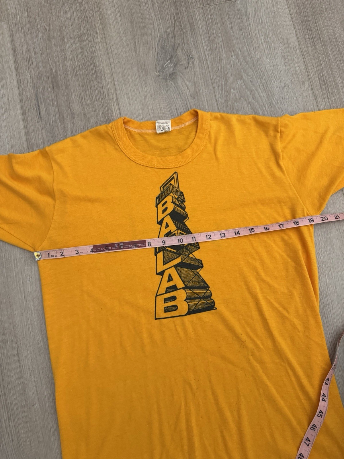 vintage 70s BALAB Russell Athletic Tee L USA Single Stitch Text Tower Shirt True gallery