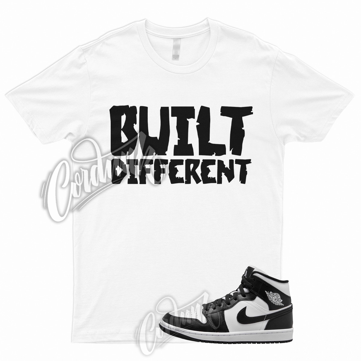 BUILT T Shirt to Match 1 Mid Panda Black White High Mid Low Retro Next Nature