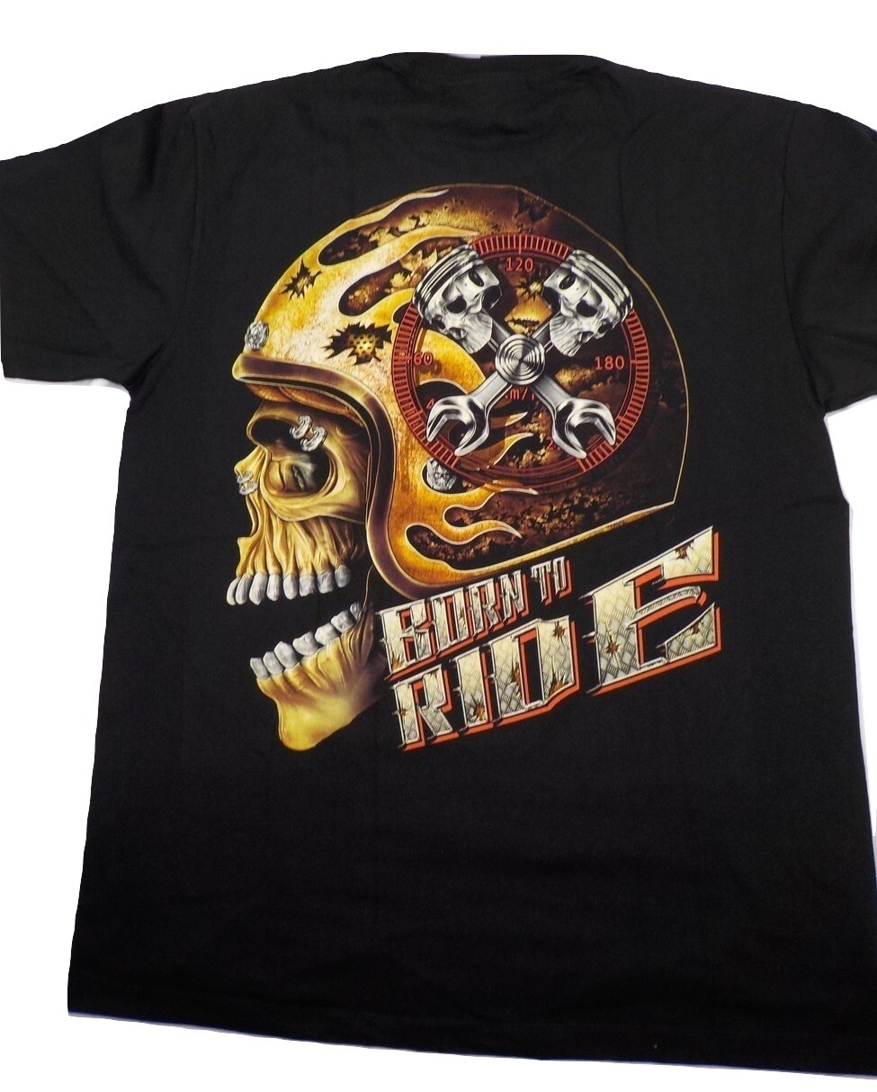 DAVID CAREY BORN TO RIDE SZ XL SKULL SHIRTZ STUDDED GLOWINDRK MOTORCYCLE T-SHIRT gallery