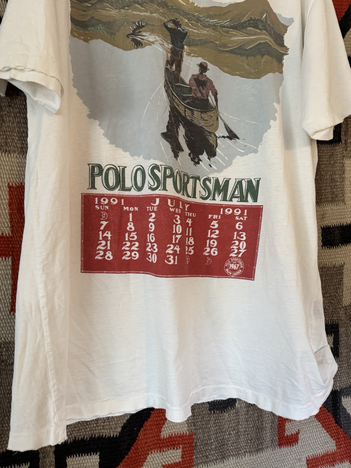 Vintage 1990s 1991 Ralph Lauren Polo Sportsman Calendar Tshirt Size Large Moose gallery